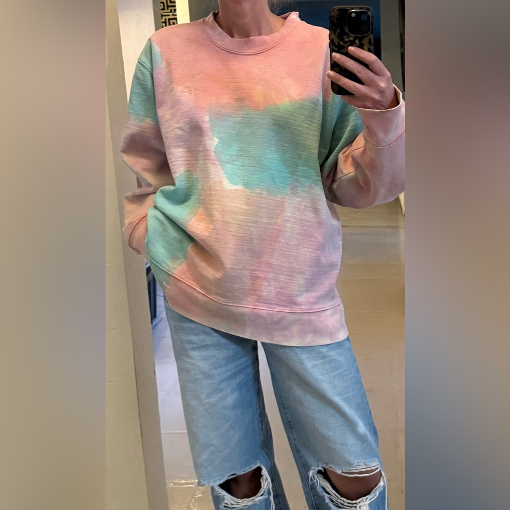 Obey Sustainable Pastel Tie Dye Watercolor Crewneck Sweatshirt L Beachy